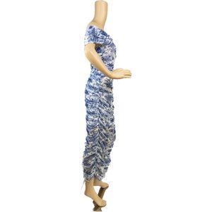 Blue and white porcelain print mid-length slip dress main image 0